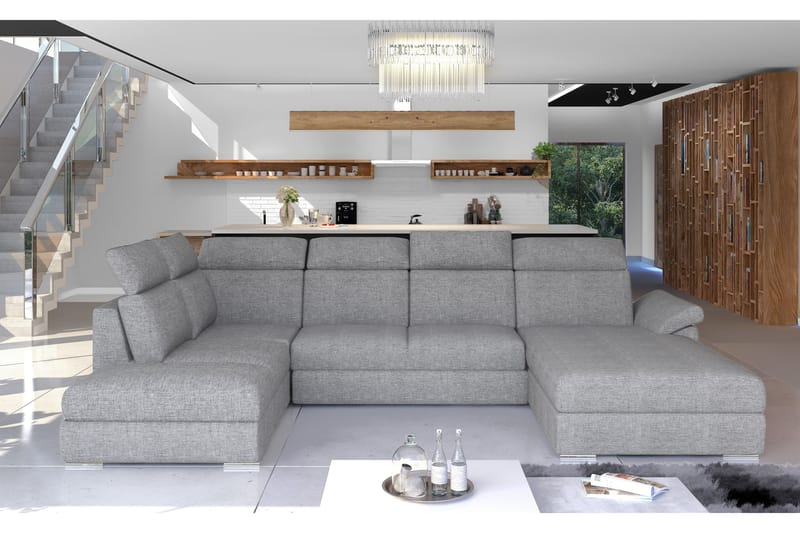 Sovesofa Emeria med Dobbeldivan - Grå - Sovesofa divan - U sovesofa Sovesofa Emeria med Dobbeldivan - Grå - Sovesofa divan - U sovesofa
