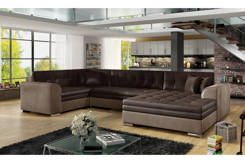 Sovesofa Zambia med Dobbeldivan - Brun - U sovesofa - Sovesofa divan