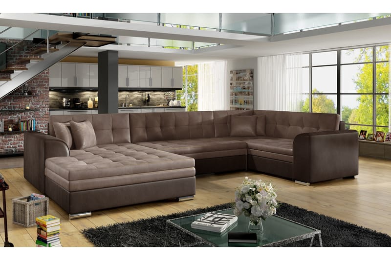 Sovesofa Zambia med Dobbeldivan - Brun - U sovesofa - Sovesofa divan