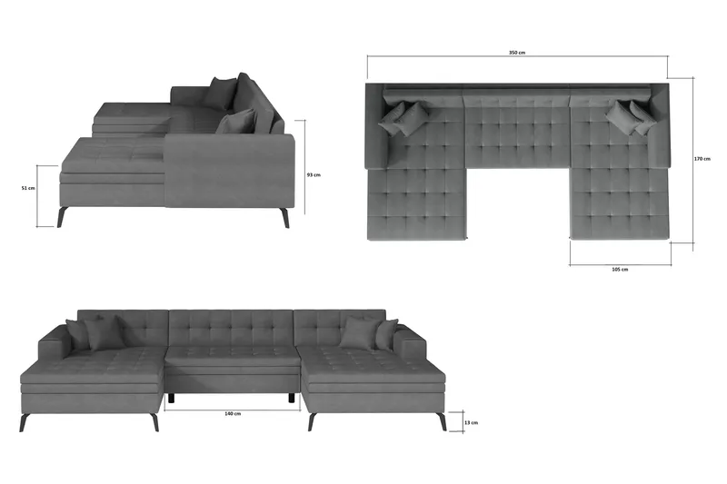 Vertizo Hjørnesofa - Beige - Møbler - Sofaer - Sovesofaer - U sovesofa