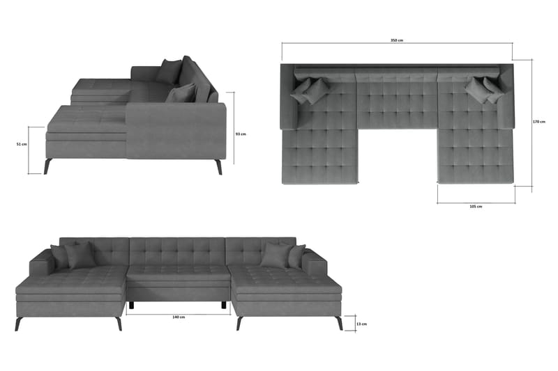 Vertizo Hjørnesofa - Beige - Møbler - Sofaer - Sovesofaer - U sovesofa