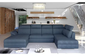 Zoana Sovesofa med Dobbeldivan - Blå - Møbler - Sofaer - Sovesofaer - U sovesofa