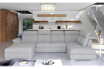 Zoana Sovesofa med Dobbeldivan - Grå - Møbler - Sofaer - Sovesofaer - U sovesofa