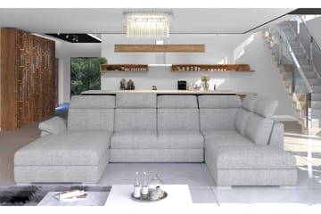 Zoana Sovesofa med Dobbeldivan - Grå - Møbler - Sofaer - Sovesofaer - U sovesofa