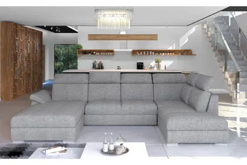 Zoana Sovesofa med Dobbeldivan - Grå - Møbler - Sofaer - Sovesofaer - U sovesofa