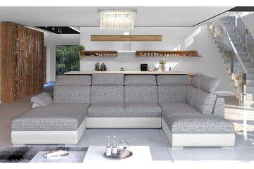 Zoana Sovesofa med Dobbeldivan - Grå/Hvit - Møbler - Sofaer - Sovesofaer - U sovesofa