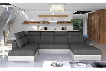 Zoana Sovesofa med Dobbeldivan - Grå/Hvit - Møbler - Sofaer - Sovesofaer - U sovesofa