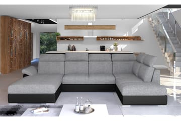 Zoana Sovesofa med Dobbeldivan - Grå/Svart - Møbler - Sofaer - Sovesofaer - U sovesofa