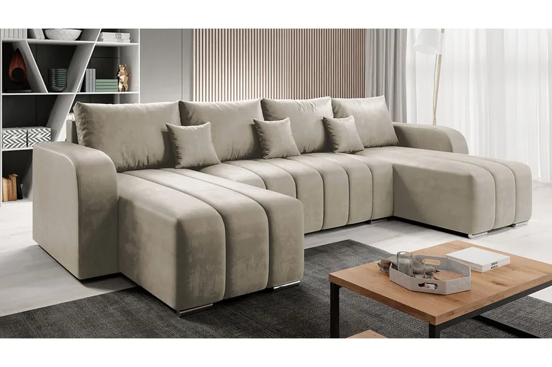 Zulueta 8-seters Sovesofa Venstre - Beige - Møbler - Sofaer - Sovesofaer - U sovesofa