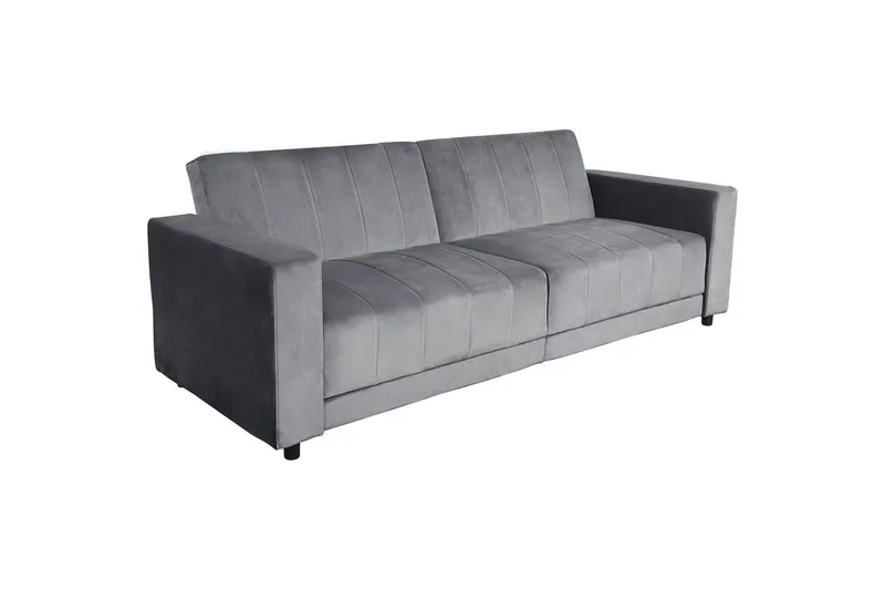 Sovesofa uten divan og sjeselong Loft24 Sovesofa Loft24 Allie II Grå Fløyel - Møbler - Sofaer - Sovesofaer - 3 seters sovesofa