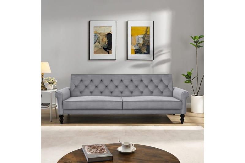 Sovesofa uten divan og sjeselong Loft24 Tyne sovesofa 3-seter Grå - Møbler - Sofaer - Sovesofaer - 3 seters sovesofa