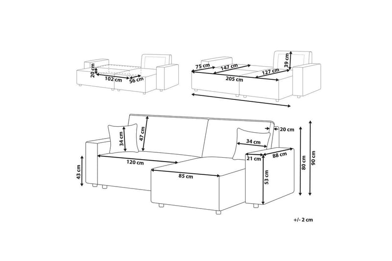 Sovesofa venstrevendt Abacka - Brun, Svart - Møbler - Sofaer - Sovesofaer - Langsgående sovesofa