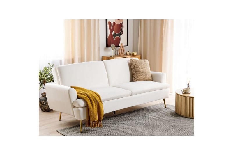 Sovesofa Vettre - Hvitt, gull - Møbler - Sofaer - Sovesofaer - 3 seters sovesofa