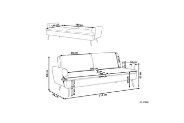 Sovesofa Vettre - Hvitt, gull - Møbler - Sofaer - Sovesofaer - 3 seters sovesofa