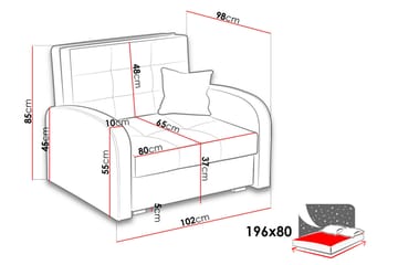 Sovesofa Viva 102x98x85 cm - Møbler - Sofaer - Sovesofaer - Forovervendt sovesofa