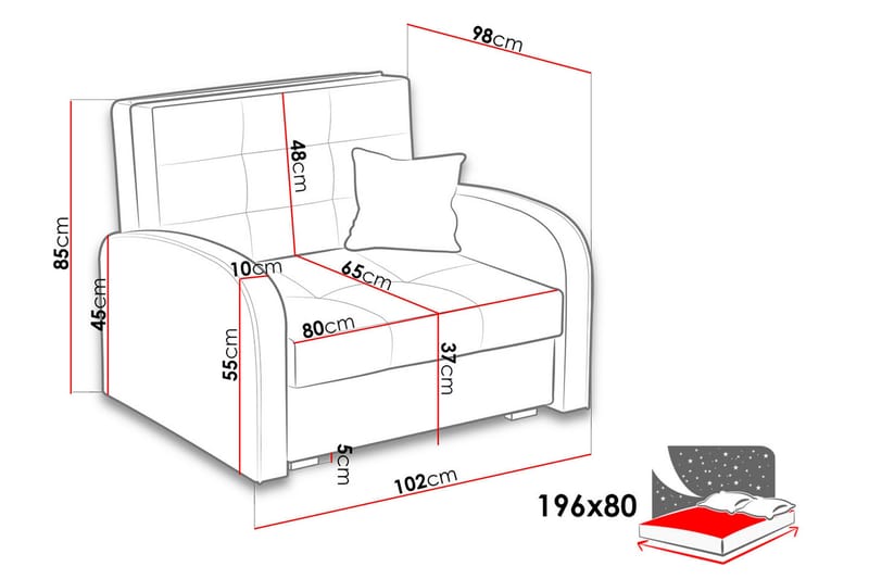 Sovesofa Viva 102x98x85 cm - Møbler - Sofaer - Sovesofaer - Forovervendt sovesofa
