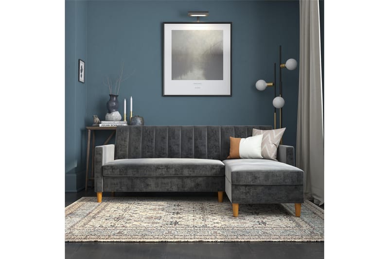 Sovesofa Wheatride - Mørkegrå - Møbler - Sofaer - Sovesofaer - Langsgående sovesofa