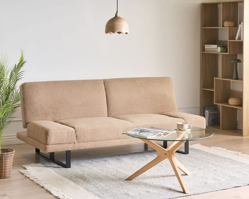 Sovesofa York Bouclé - Sandbeige - Møbler - Sofaer - Sovesofaer - 2 seters sovesofa
