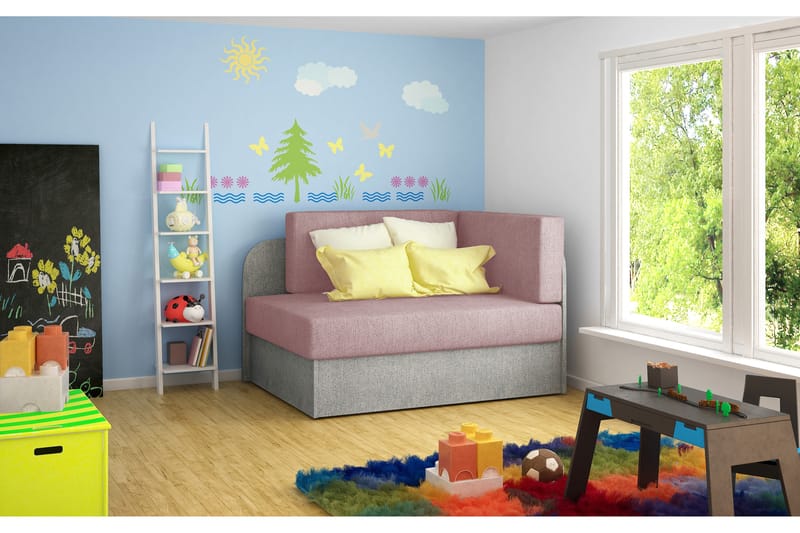 Sovesofa Pons - Rosa|Grå - Møbler - Sofaer - Sovesofaer - Langsgående sovesofa