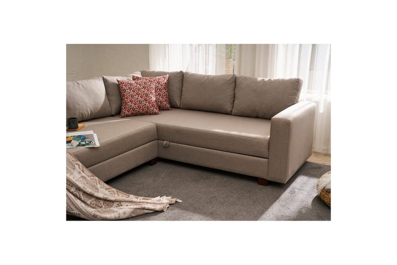 Sufian Hjørne sovesofa 4 seter - Beige - Møbler - Sofaer - Sovesofaer - Hjørnesovesofa