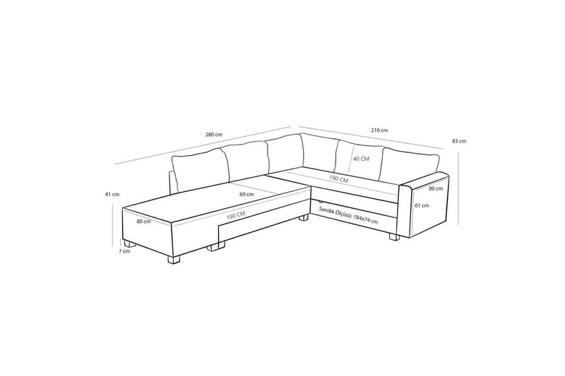 Sufian Hjørne sovesofa 4 seter - Brun - Møbler - Sofaer - Sovesofaer - Hjørnesovesofa