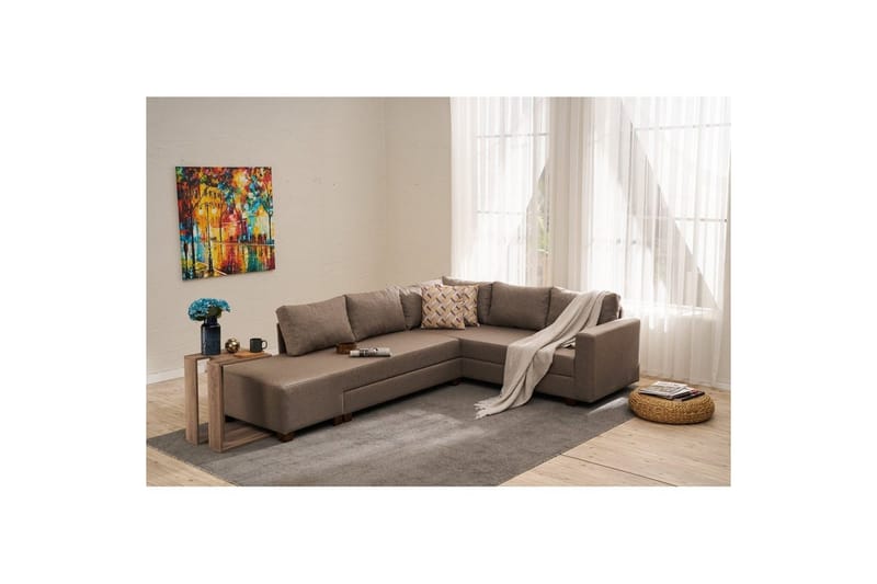 Sufian Hjørne sovesofa 4 seter - Brun - Møbler - Sofaer - Sovesofaer - Hjørnesovesofa