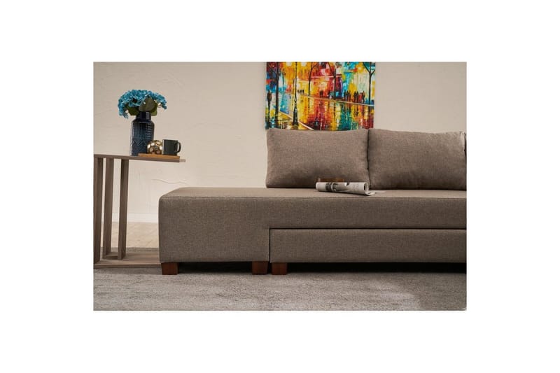 Sufian Hjørne sovesofa 4 seter - Brun - Møbler - Sofaer - Sovesofaer - Hjørnesovesofa
