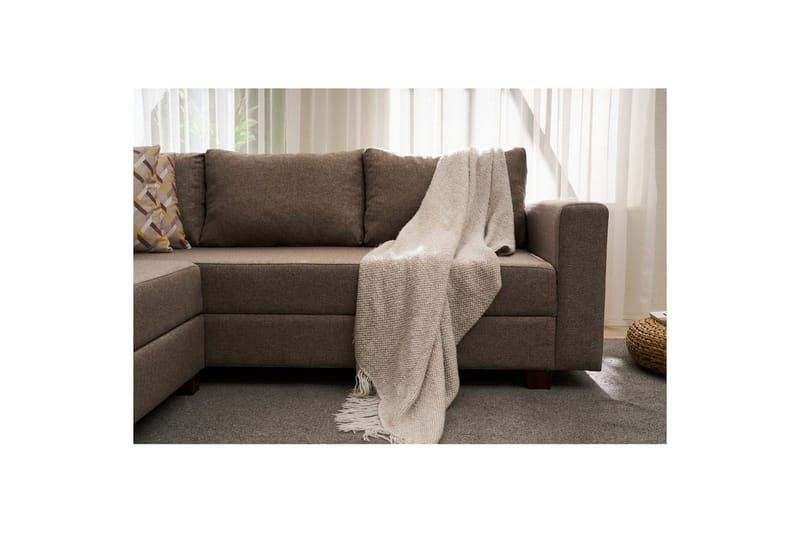 Sufian Hjørne sovesofa 4 seter - Brun - Møbler - Sofaer - Sovesofaer - Hjørnesovesofa