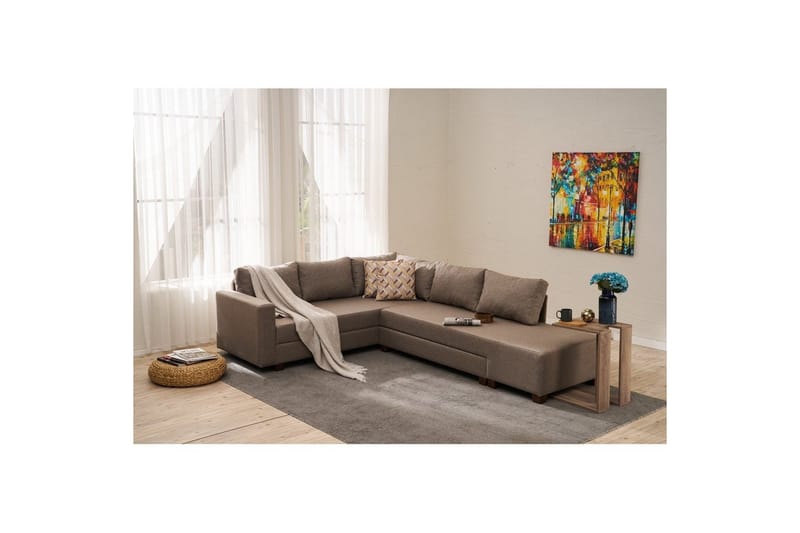 Sufian Hjørne sovesofa 4 seter - Brun - Møbler - Sofaer - Sovesofaer - Hjørnesovesofa