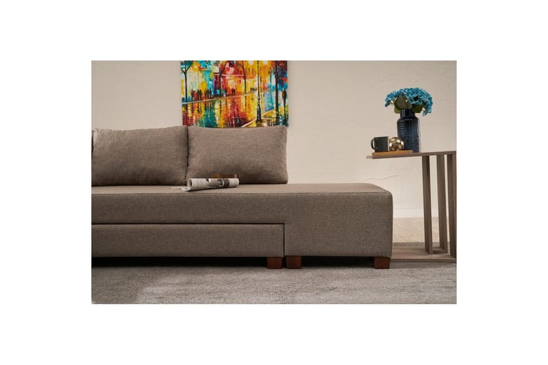 Sufian Hjørne sovesofa 4 seter - Brun - Møbler - Sofaer - Sovesofaer - Hjørnesovesofa