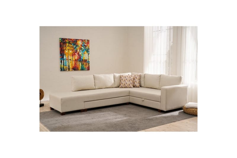 Sufian Hjørne sovesofa 4 seter - Cremehvit - Møbler - Sofaer - Sovesofaer - Hjørnesovesofa