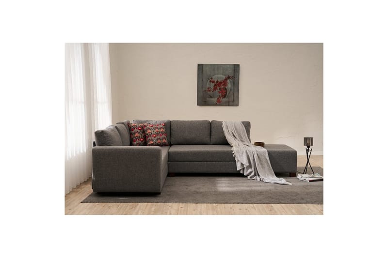 Sufian Hjørne sovesofa 4 seter - Mørkegrå - Møbler - Sofaer - Sovesofaer - Hjørnesovesofa