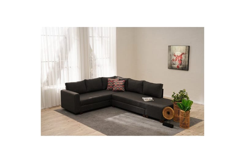Sufian Soffa med Sjeselong 4-sits - Antrasitt - Møbler - Sofaer - Sovesofaer - Hjørnesovesofa