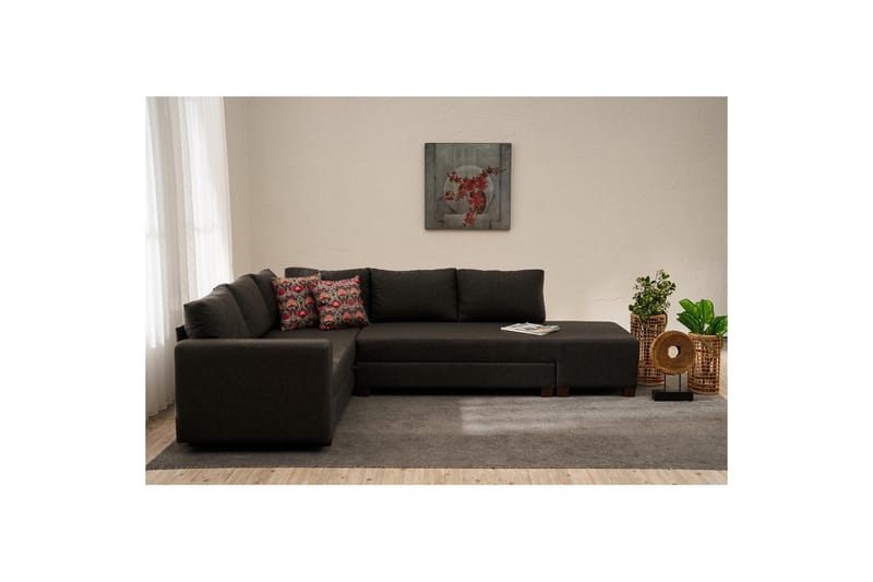 Sufian Soffa med Sjeselong 4-sits - Antrasitt - Møbler - Sofaer - Sovesofaer - Hjørnesovesofa