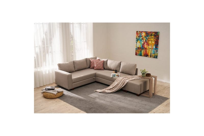 Sufian Soffa med Sjeselong 4-sits - Beige - Møbler - Sofaer - Sovesofaer - Hjørnesovesofa