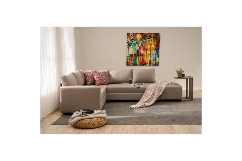 Sufian Soffa med Sjeselong 4-sits - Beige - Møbler - Sofaer - Sovesofaer - Hjørnesovesofa