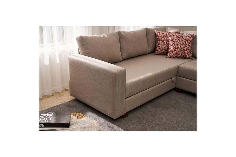 Sufian Soffa med Sjeselong 4-sits - Beige - Møbler - Sofaer - Sovesofaer - Hjørnesovesofa