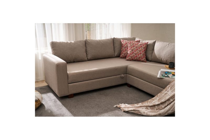 Sufian Soffa med Sjeselong 4-sits - Beige - Møbler - Sofaer - Sovesofaer - Hjørnesovesofa