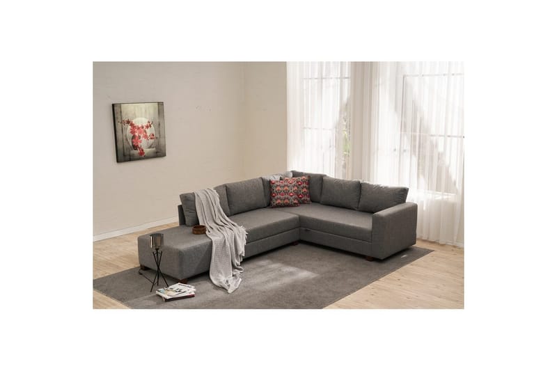 Sufian Soffa med Sjeselong 4-sits - Grafittgrå - Møbler - Sofaer - Sovesofaer - Hjørnesovesofa