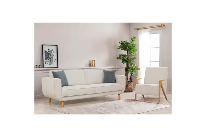 Sufian Sovesofa 3-sits - Ivory/Mellomfarget tre - Møbler - Sofaer - Sovesofaer - 3 seters sovesofa