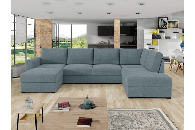 Taberk Sovesofa med Divan och Schäslong 4-sits - Grå - Møbler - Sofaer - Sovesofaer - Langsgående sovesofa