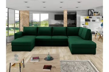 Taberk Sovesofa med Divan och Schäslong 4-sits - Grønn - Møbler - Sofaer - Sovesofaer - Sovesofa divan