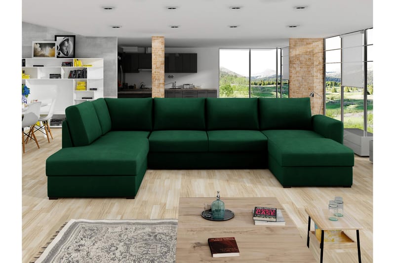 Taberk Sovesofa med Divan och Schäslong 4-sits - Grønn - Møbler - Sofaer - Sovesofaer - Sovesofa divan