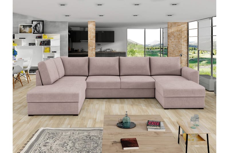 Taberk Sovesofa med Divan och Schäslong 4-sits - Rosa - Møbler - Sofaer - Sovesofaer - Sovesofa divan