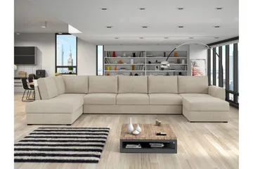 Taberk Sovesofa med Divan och Schäslong 5-sits - Beige - Møbler - Sofaer - Sovesofaer - Sovesofa divan