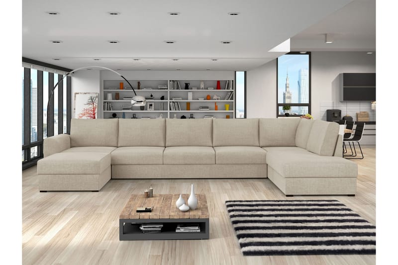 Taberk Sovesofa med Divan och Schäslong 5-sits - Beige - Møbler - Sofaer - Sovesofaer - Sovesofa divan