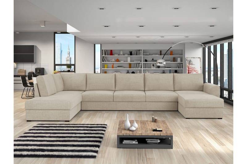 Taberk Sovesofa med Divan och Schäslong 5-sits - Beige - Møbler - Sofaer - Sovesofaer - Sovesofa divan