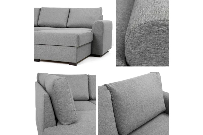 Taberk Sovesofa med Divan och Schäslong 5-sits - Grå - Møbler - Sofaer - Sovesofaer - Sovesofa divan