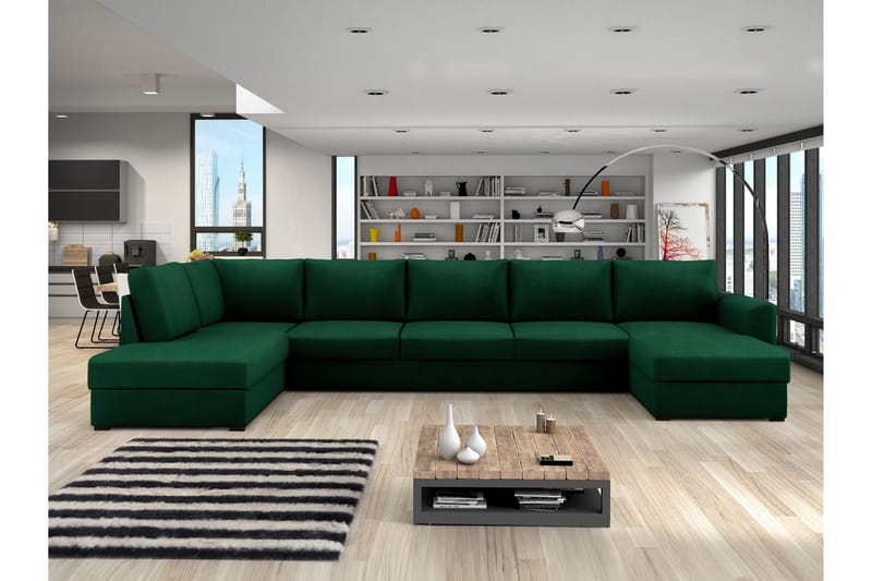 Taberk Sovesofa med Divan och Schäslong 5-sits - Grønn - Møbler - Sofaer - Sovesofaer - Sovesofa divan