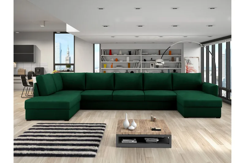 Taberk Sovesofa med Divan och Schäslong 5-sits - Grønn - Møbler - Sofaer - Sovesofaer - Sovesofa divan